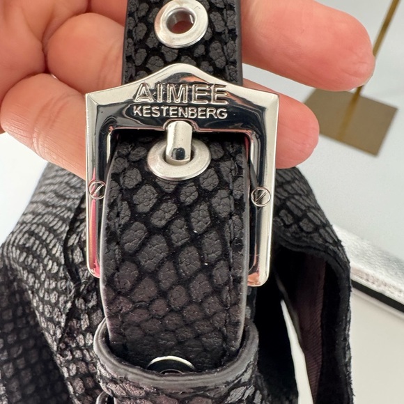 Aimee Kestenberg Genuine Leather Lizard Embossed Shoulder/Crossbody Bag Black - Picture 9 of 17
